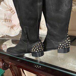 Studded Black Leather Boots